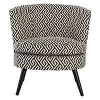 Regent Park Black and Beige Greek Key Round Armchair - Home Luxe Interior