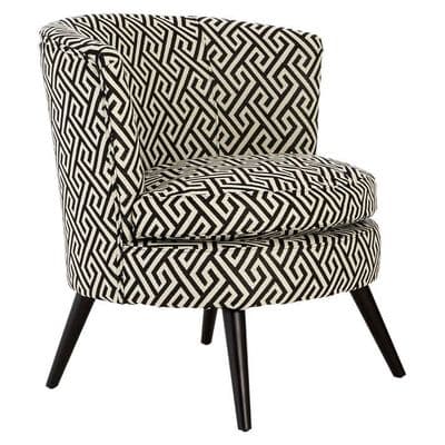 Regent Park Black and Beige Greek Key Round Armchair - Home Luxe Interior