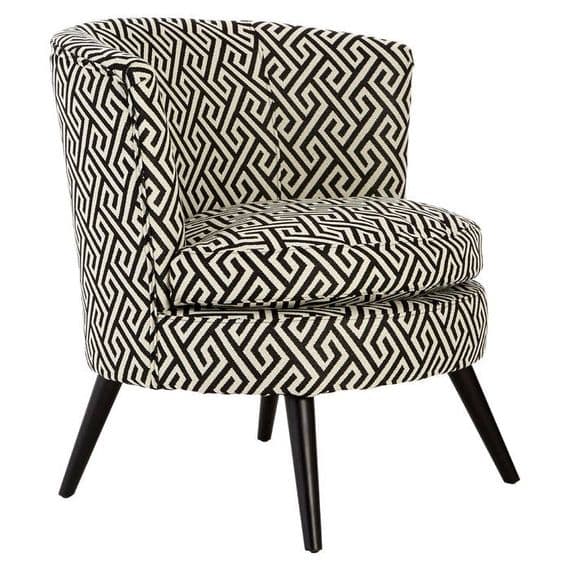 Regent Park Black and Beige Greek Key Round Armchair - Home Luxe Interior