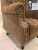 Regents High Back Porter Chair In Brown Rustic Look