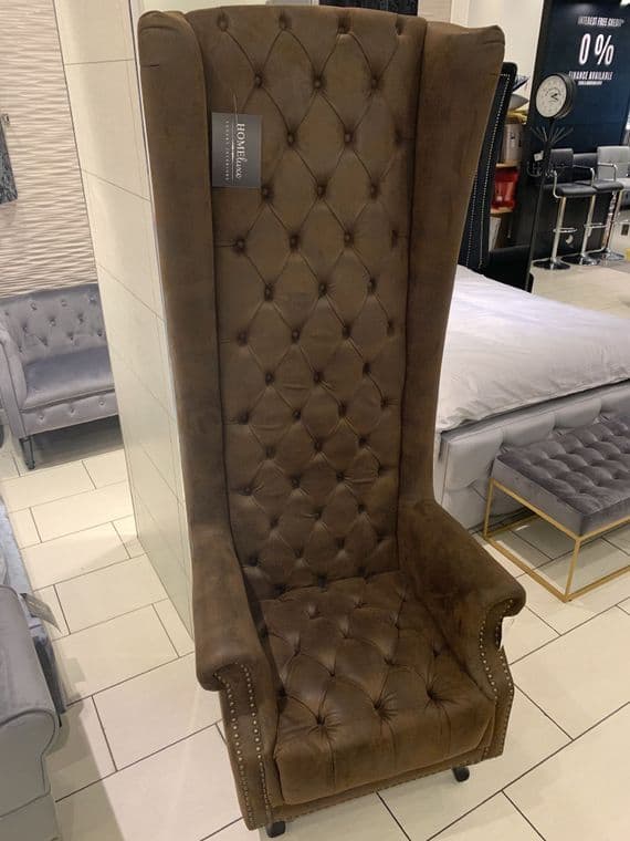 Regents High Back Porter Chair In Brown Rustic Look