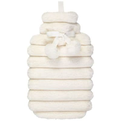 Ribbed Fur Hot Water Bottle - Cream 🤍✨