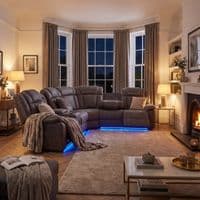 Rico Dark Grey Electric Recliner Corner Sofa with LED & Bluetooth