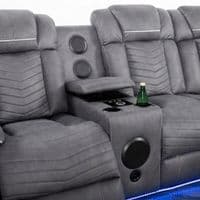 Rico Dark Grey Electric Recliner Corner Sofa with LED & Bluetooth