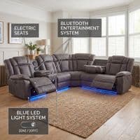 Rico Dark Grey Electric Recliner Corner Sofa with LED & Bluetooth