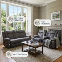 Rico Grey Fabric Electric Recliner 3+2 Sofa with LED & Bluetooth