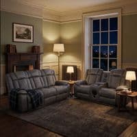 Rico Grey Fabric Electric Recliner 3+2 Sofa with LED & Bluetooth