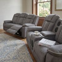 Rico Grey Fabric Electric Recliner 3+2 Sofa with LED & Bluetooth