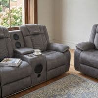Rico Grey Fabric Electric Recliner 3+2 Sofa with LED & Bluetooth