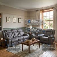 Rico Grey Fabric Electric Recliner 3+2 Sofa with LED & Bluetooth