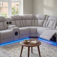 Rico Grey Fabric Electric Recliner Corner Sofa with LED & Bluetooth