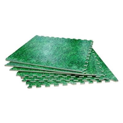 Rolson 6-Piece Grass Effect Interlocking Foam Floor Mat Set - 1.23m x 1.83m