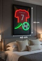 Ronaldo '7' Neon LED Wall Art - 40x60cm Football Shirt & Boot Decor USB