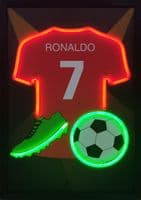 Ronaldo '7' Neon LED Wall Art - 40x60cm Football Shirt & Boot Decor USB