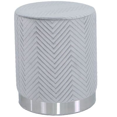 Round Stool Grey Chrome Base
