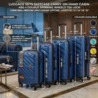 Royal Blue 4-Piece ABS Luggage Set - TSA Lock & 360° Spinner Wheels