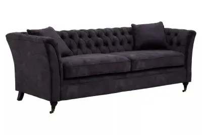 Sabrina Three Seat Dark Grey Velvet Sofa