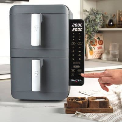 Salter VertiLayer Stackable Dual Air Fryer 9L Grey Vertical Design
