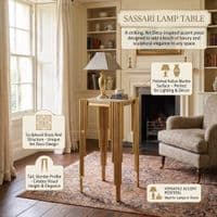Sassari Gold Lamp Table 30x30x70cm Cream Marble Modern Side Table