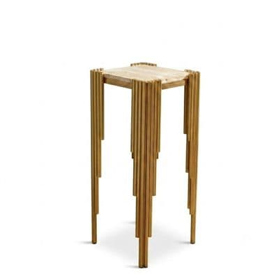 Sassari Gold Lamp Table 30x30x70cm Cream Marble Modern Side Table