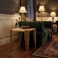 Sassari Gold Side Table 45x45x50cm Cream Marble Modern Accent Table