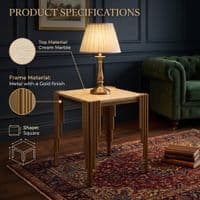 Sassari Gold Side Table 45x45x50cm Cream Marble Modern Accent Table