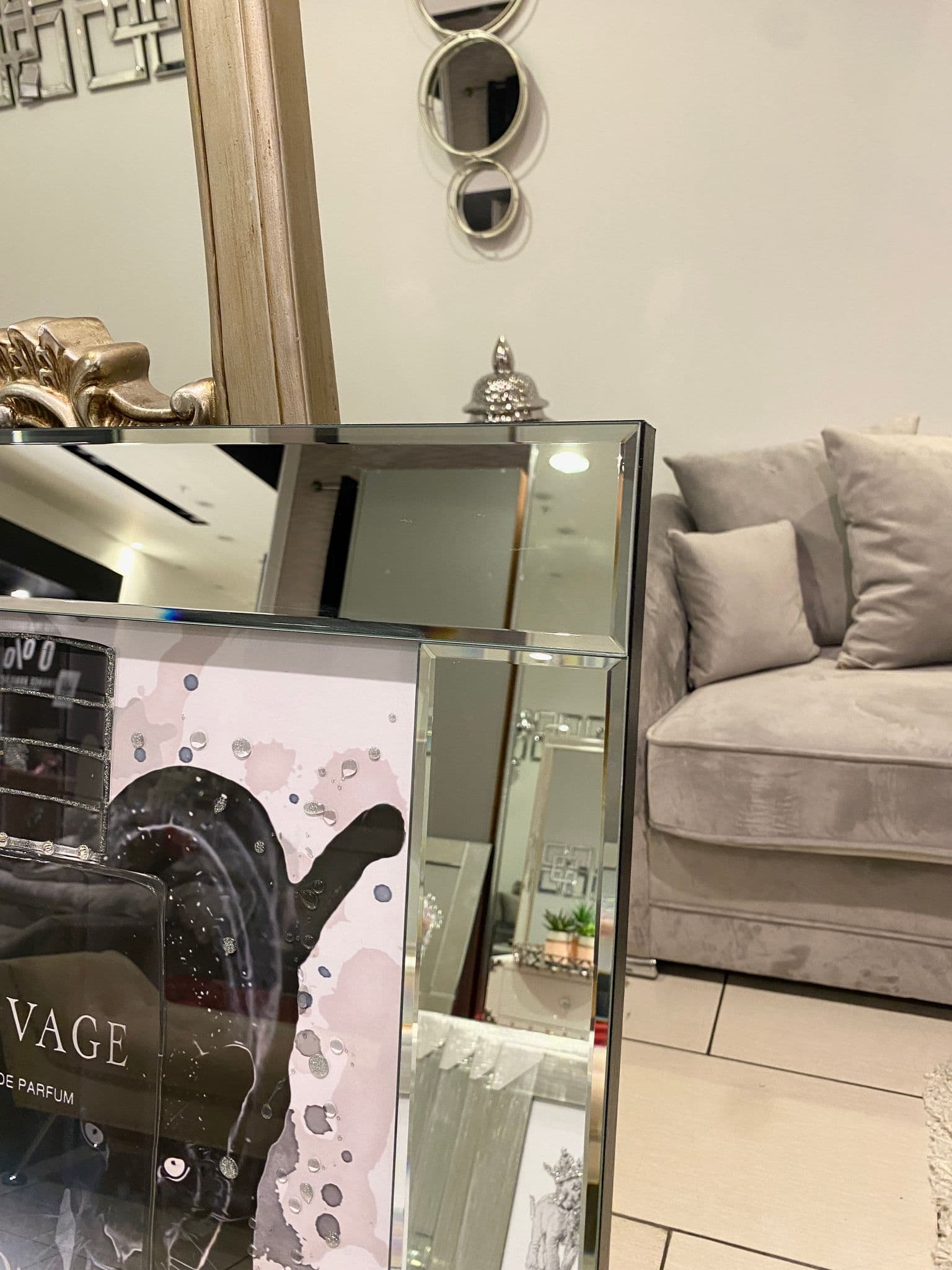 Sauvage Black Panther Perfume Wall Art Mirror Frame