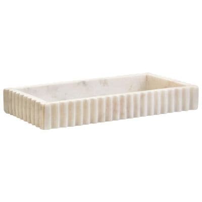 Savio Rectangular White Fluted Marble Tray – Home Luxe Interior