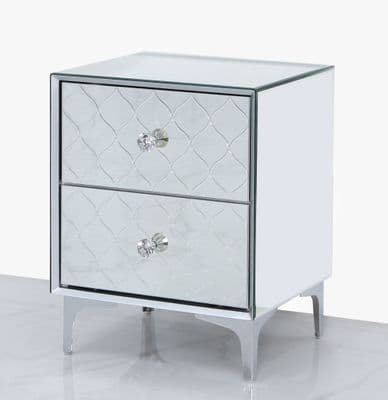 Selina 2 Drawer Bedside Cabinet Mirror