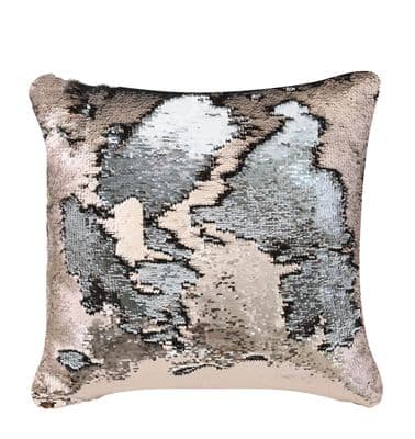 Sequinn Filled Cushion Cover Copper & Silver 50cm