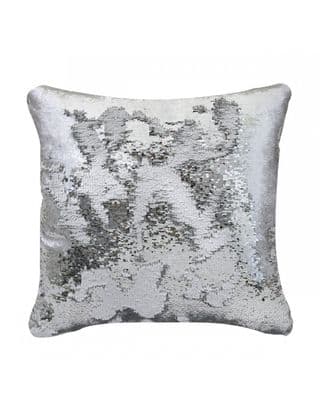 Sequinn Filled Cushion Cover Silver & White 50cm