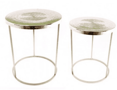 Set 2 Silver Design Round Top Tables