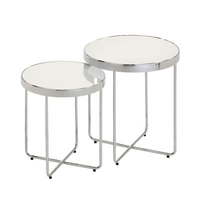 Set Of 2 Alexa Mirror Round End Tables