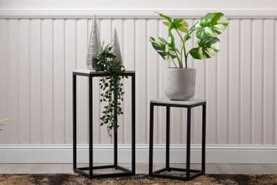 Set of 2 Black and Grey Plant Stand