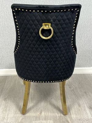 Set Of 2 Black Majestic Dining Chairs With Gold Legs