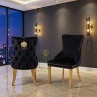 Set Of 2 Black Victoria Dining Chairs With Gold Legs