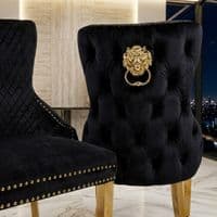 Set Of 2 Black Victoria Dining Chairs With Gold Legs