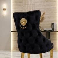 Set Of 2 Black Victoria Dining Chairs With Gold Legs