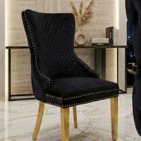 Set Of 2 Black Victoria Dining Chairs With Gold Legs
