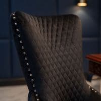 Set of 2 Black Victoria Dining Chairs with Lion Knocker Silver Legs