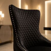 Set of 2 Black Victoria Dining Chairs with Ring Knocker & Gold Legs