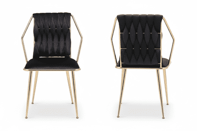 Set of 2 Daisy Black & Gold Dining Chairs - Home Luxe Interior