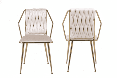 Set of 2 Daisy Cream & Gold Dining Chairs - Home Luxe Interior