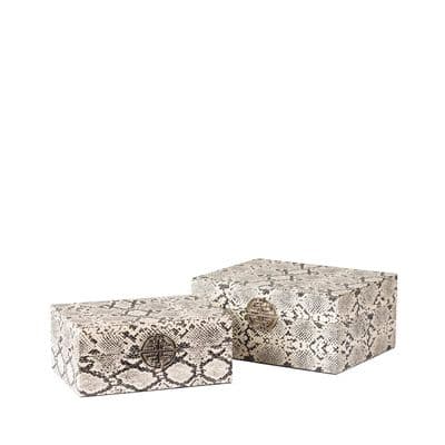 Set of 2  Faux Snake Leather Jewellery Boxes