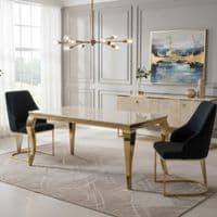 Set of 2 Lasco Black and Gold Velvet Dining Chairs with Metal Legs