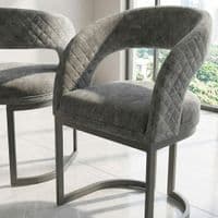 Set of 2 Lina Grey Dining Chairs - Modern Quilted Wrap-Around Seats