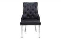 Set Of 2 Majestic Hudson Black Leather Dining Chairs