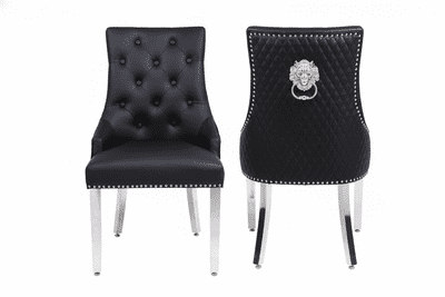 Set Of 2 Majestic Hudson Black Leather Dining Chairs