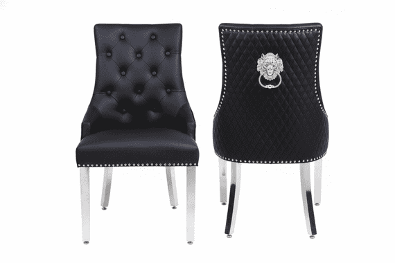 Set Of 2 Majestic Hudson Black Leather Dining Chairs