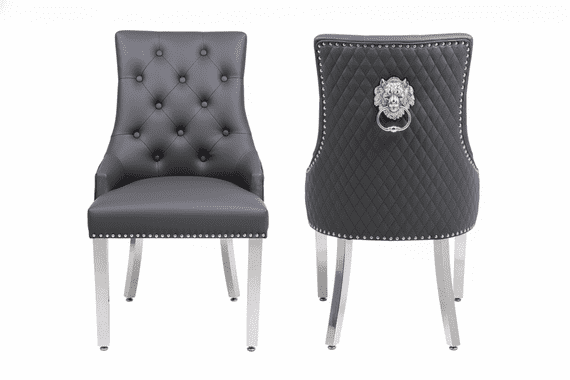 Set Of 2 Majestic Hudson Grey Leather Dining Chairs